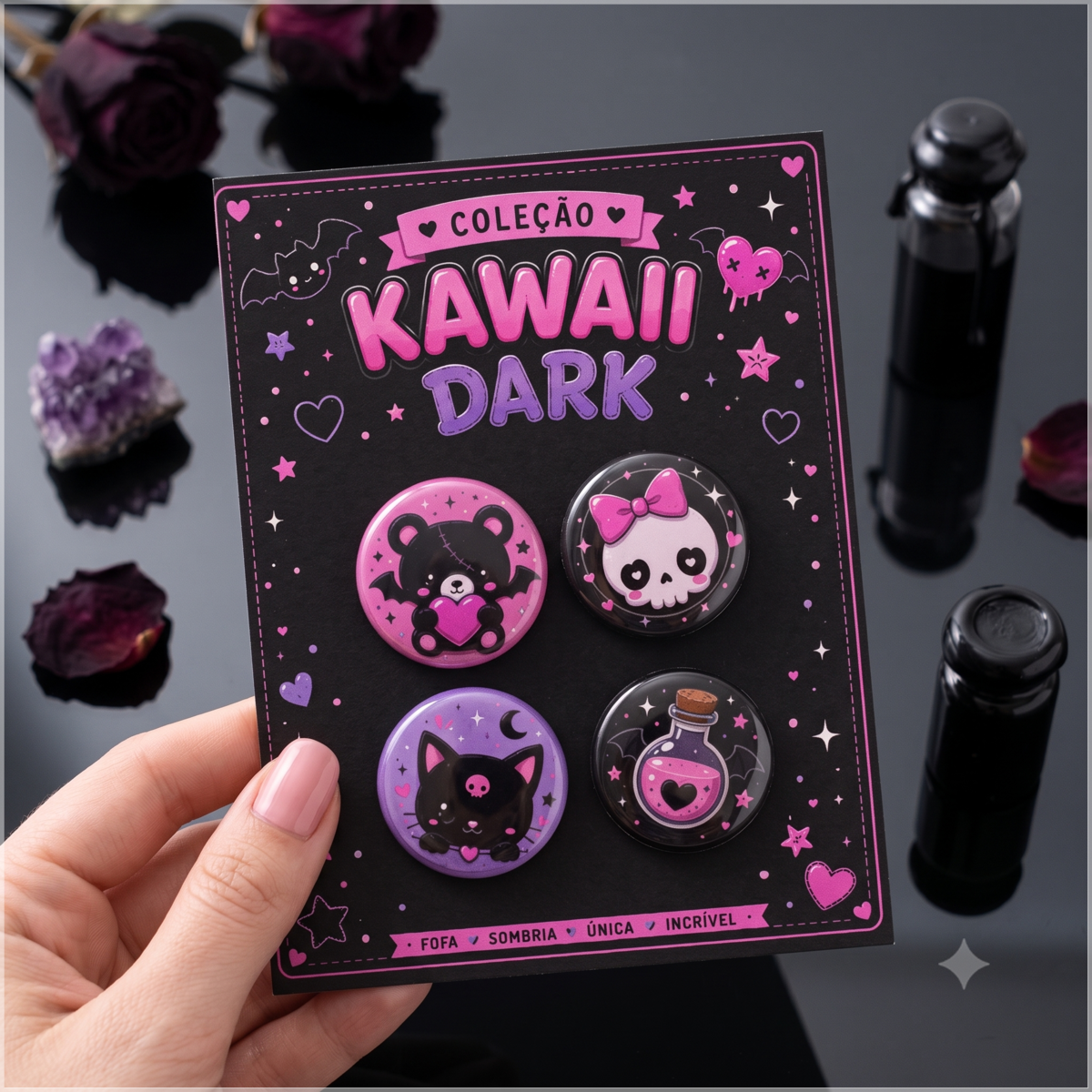 Arquivo de Corte Bottons Kawaii Dark 17