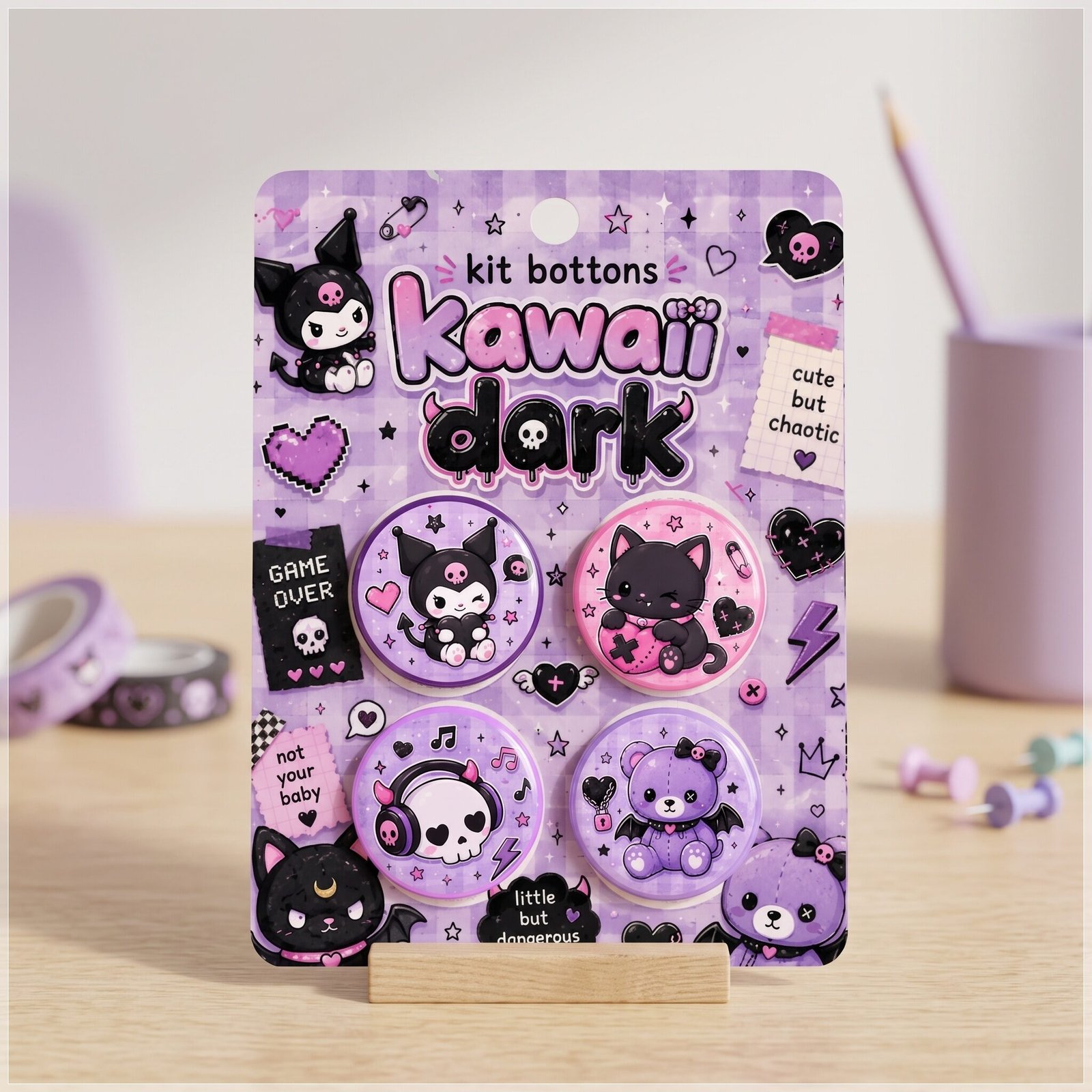 Arquivo de Corte Bottons Kuromi Kawaii 40