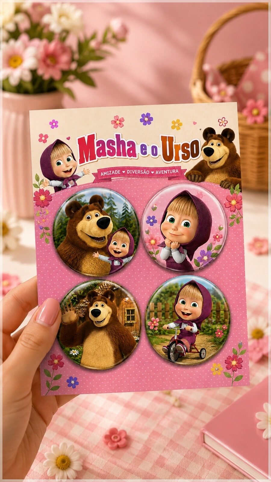 Arquivo de Corte Bottons Masha e o Urso 123