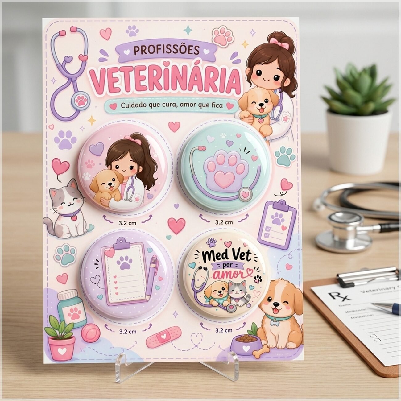 Arquivo de Corte Bottons Profissões Veterinária 65
