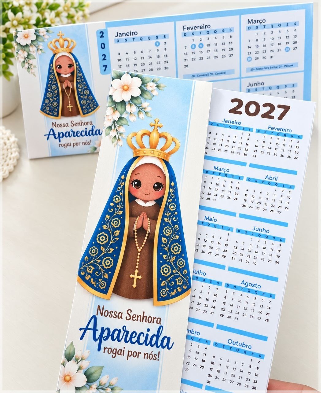Arquivo de Corte Calendário e Marca Página Religioso Nossa Senhora Aparecida 1