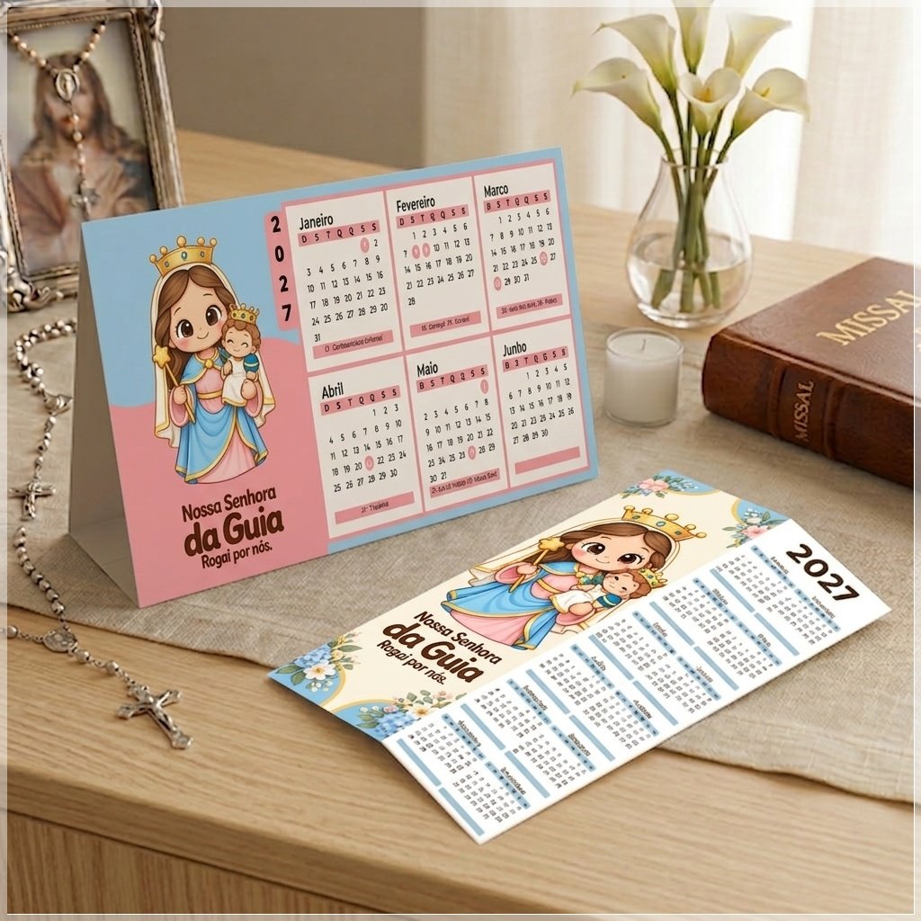 Arquivo de Corte Calendário e Marca Página Religioso Nossa Senhora da Guia 36