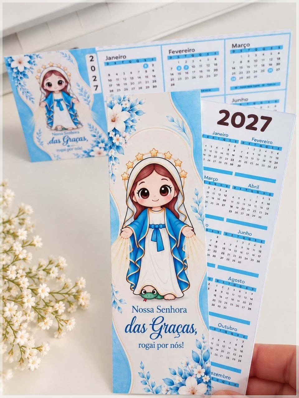 Arquivo de Corte Calendário e Marca Página Religioso Nossa Senhora das Graças 18
