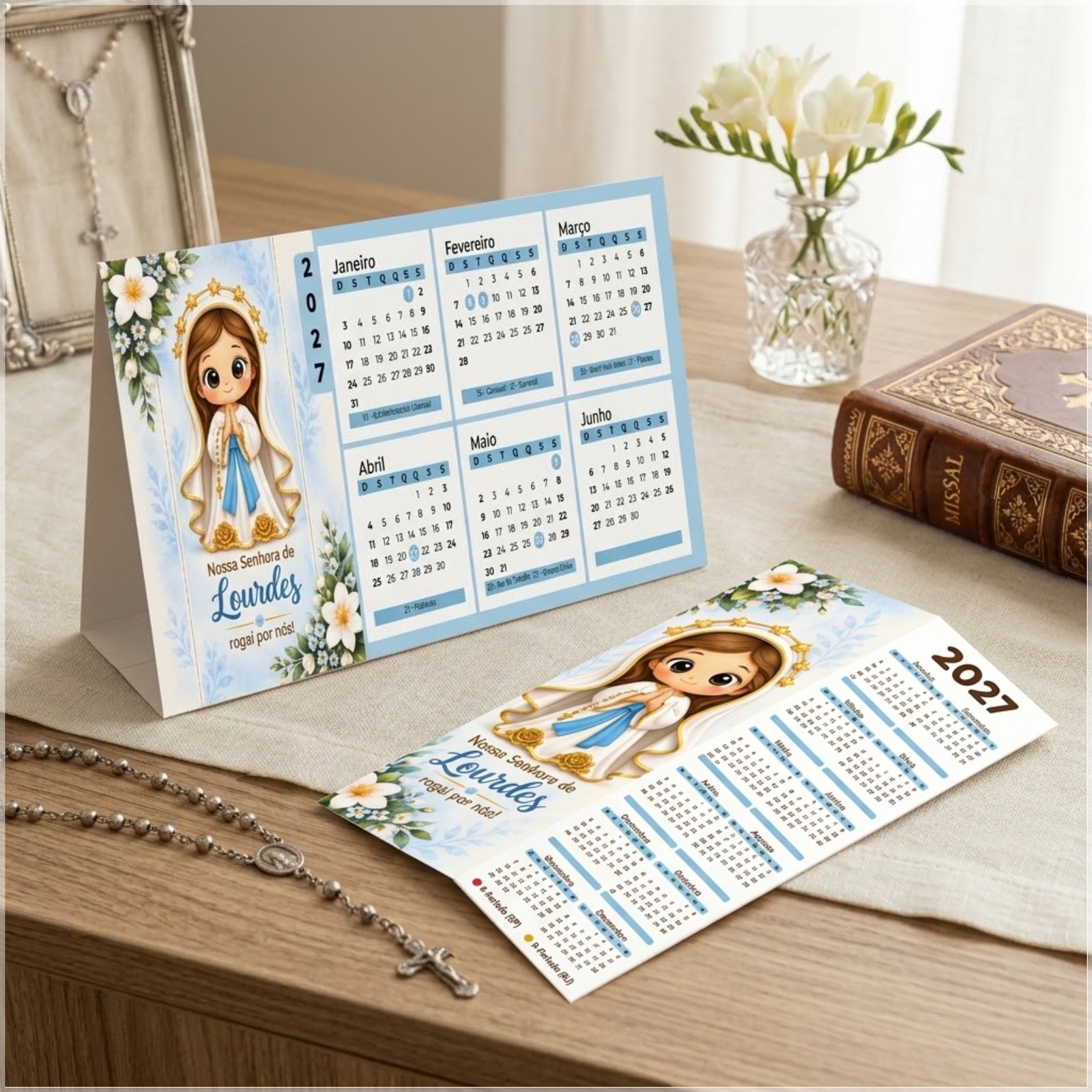 Arquivo de Corte Calendário e Marca Página Religioso Nossa Senhora de Lourdes 6