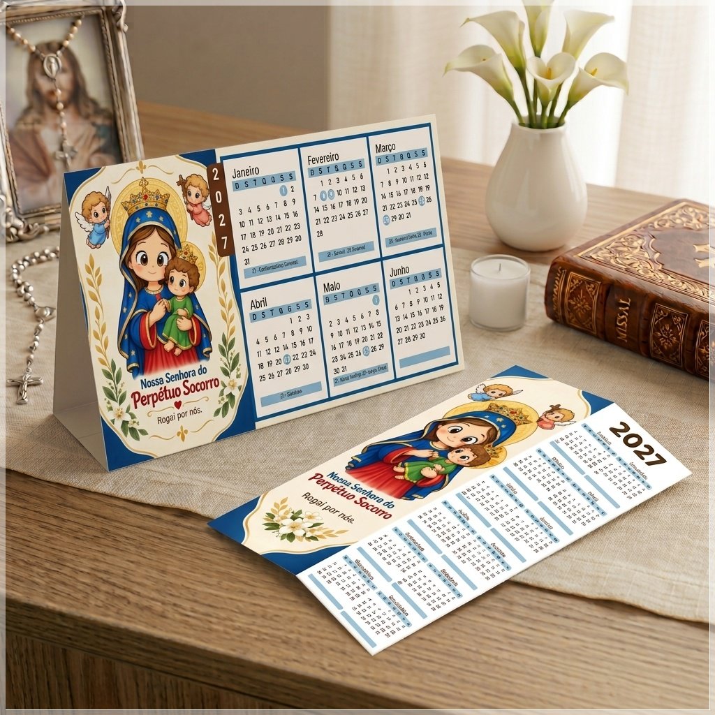 Arquivo de Corte Calendário e Marca Página Religioso Nossa Senhora do Perpétudo Socorro 13