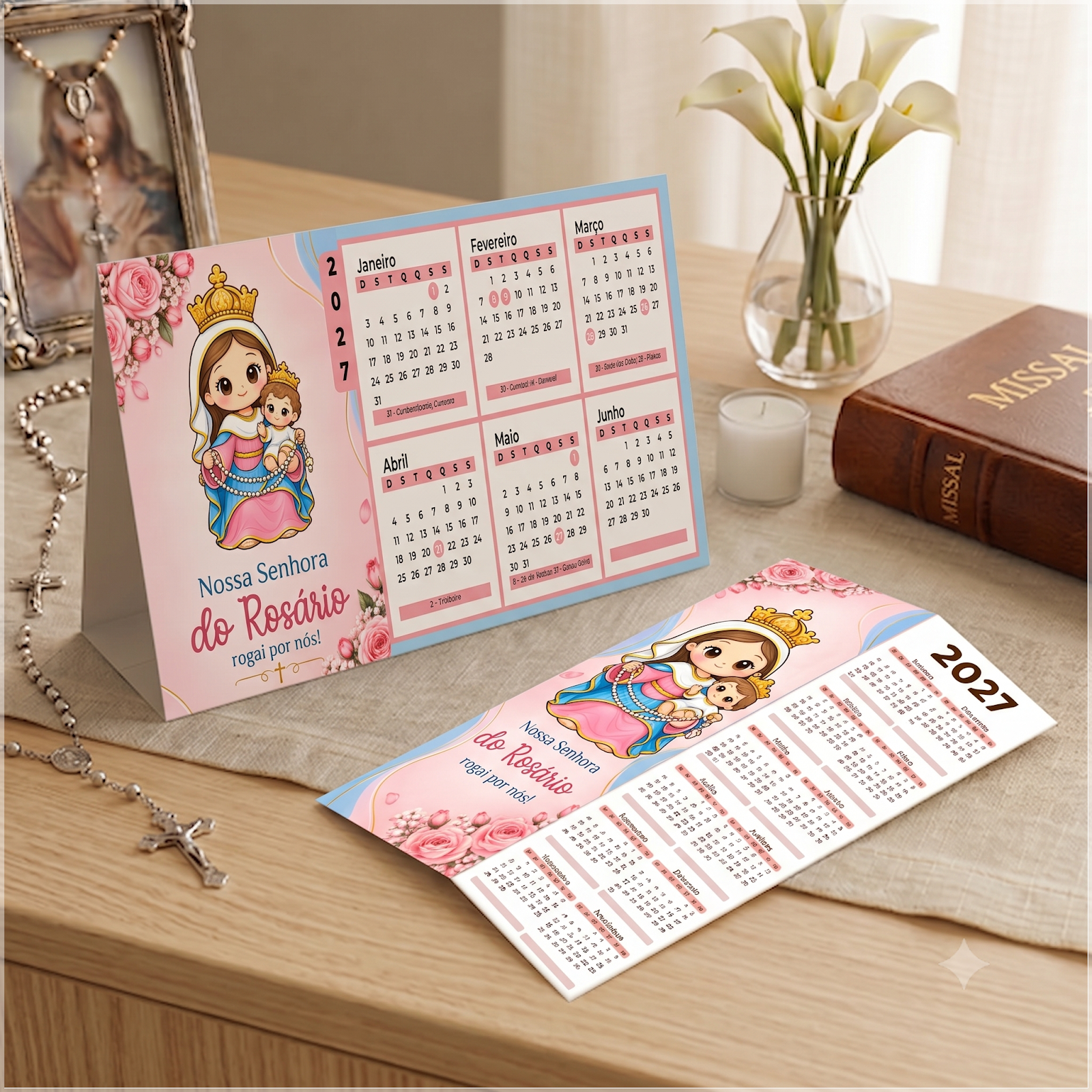 Arquivo de Corte Calendário e Marca Página Religioso Nossa Senhora do Rosário 30