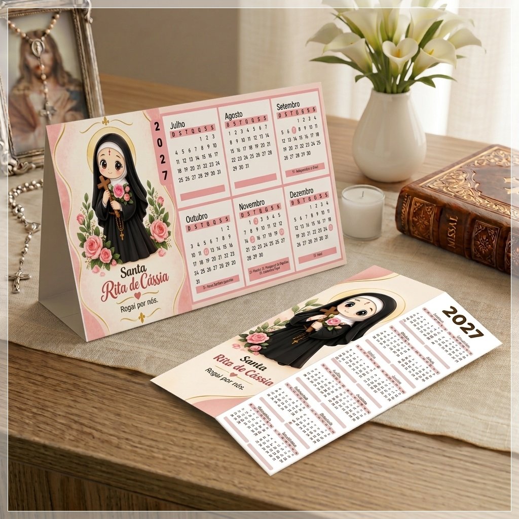 Arquivo de Corte Calendário e Marca Página Religioso Santa Rita de Cassia 25