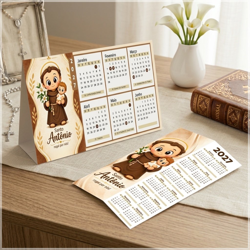 Arquivo de Corte Calendário e Marca Página Religioso Santo Antonio 7