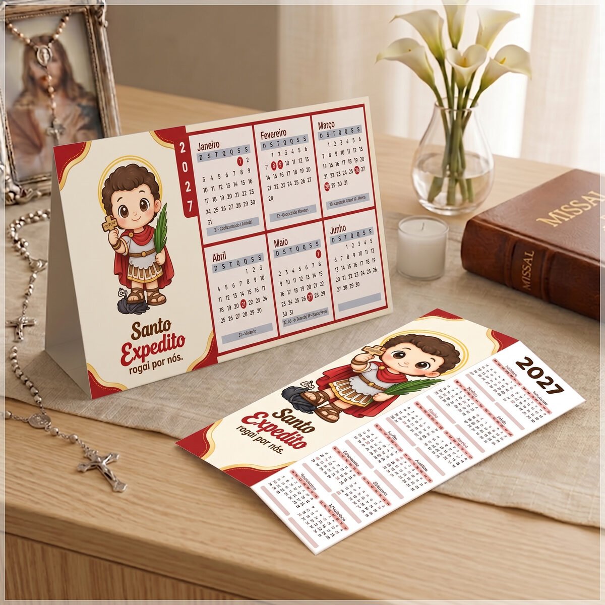 Arquivo de Corte Calendário e Marca Página Religioso Santo Expedito 45
