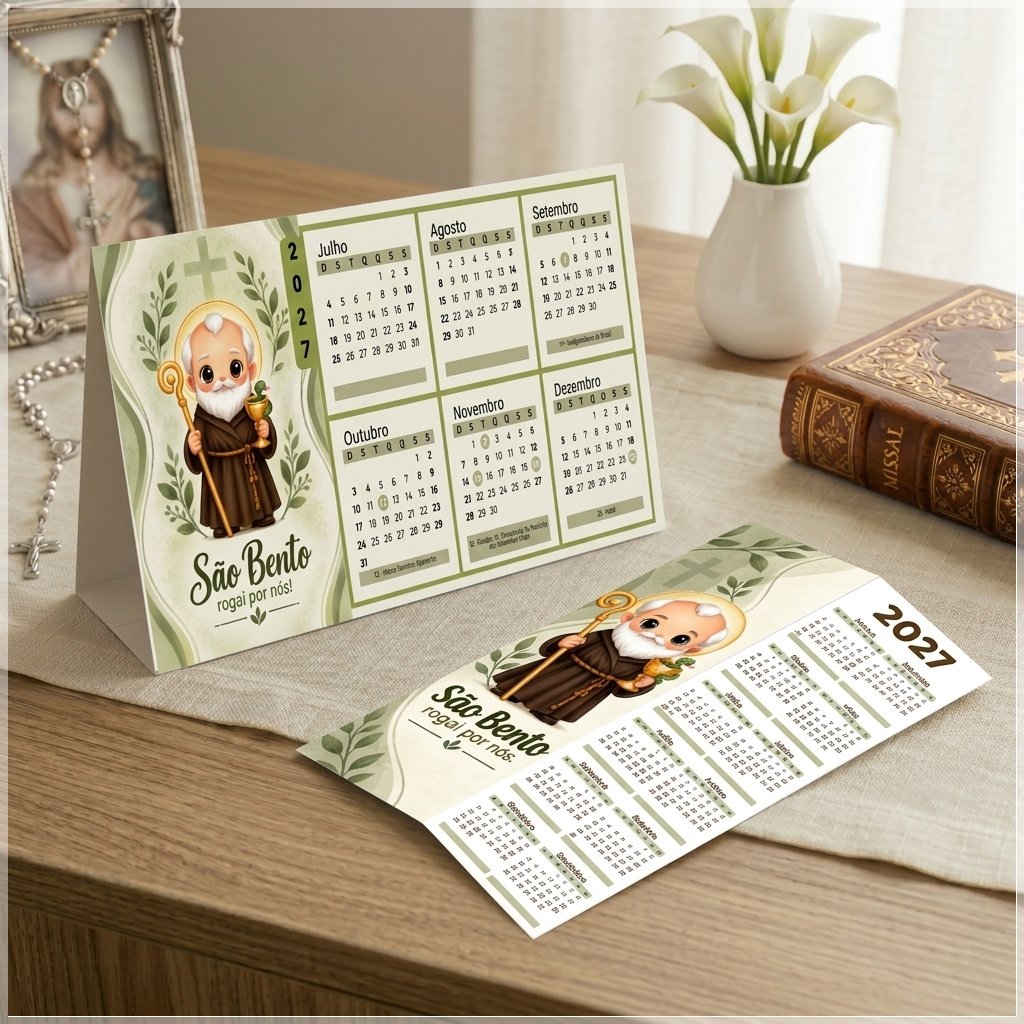 Arquivo de Corte Calendário e Marca Página Religioso São Bento 10