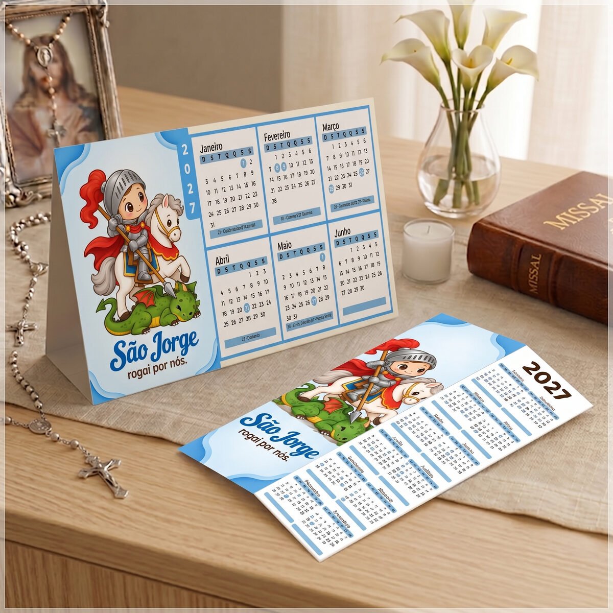 Arquivo de Corte Calendário e Marca Página Religioso São Jorge 47