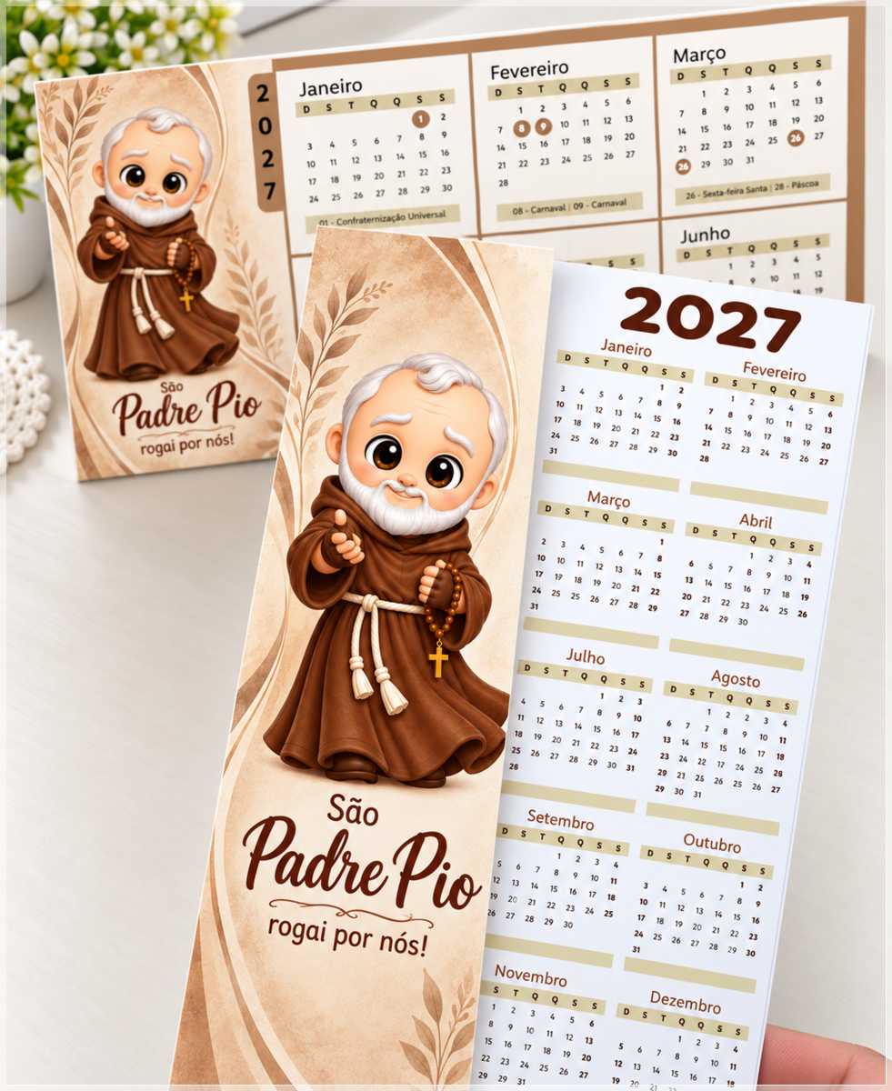 Arquivo de Corte Calendário e Marca Página Religioso São Padre Pio 3