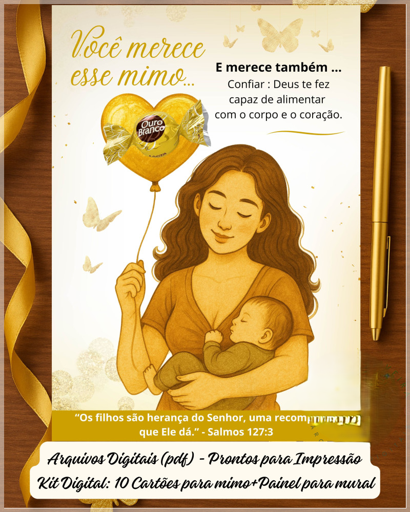 Arquivo de Corte Card Você Merece Agosto Dourado