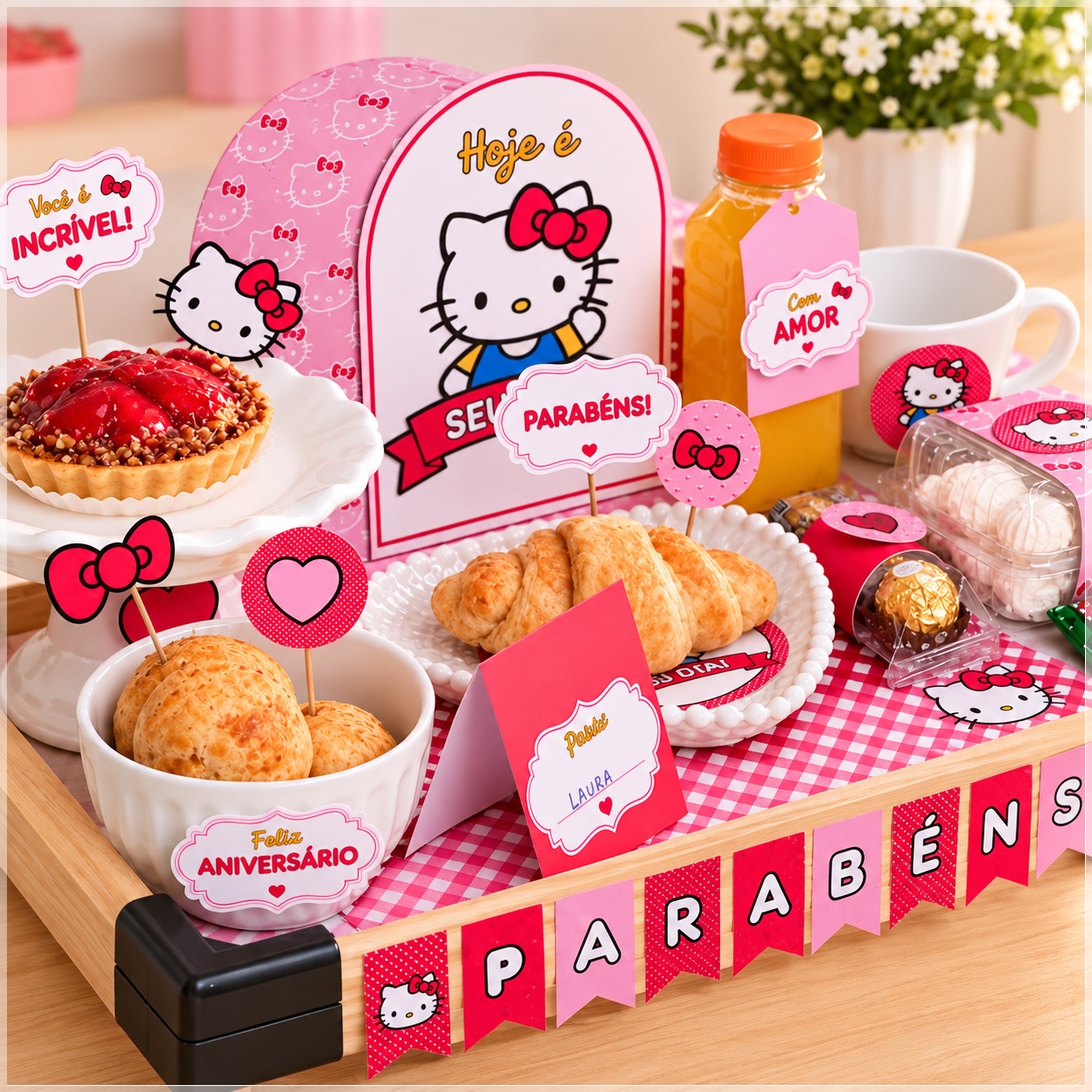 Arquivo de Corte Kit Bandeja Aniversário Hello Kitty 4