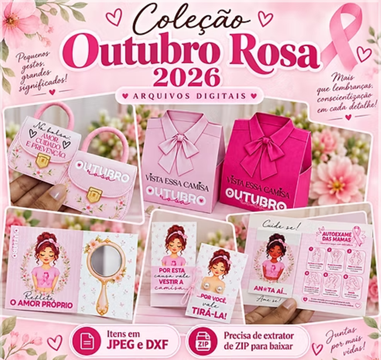 Arquivo de Corte Kit Combo Mimos Outubro Rosa 2