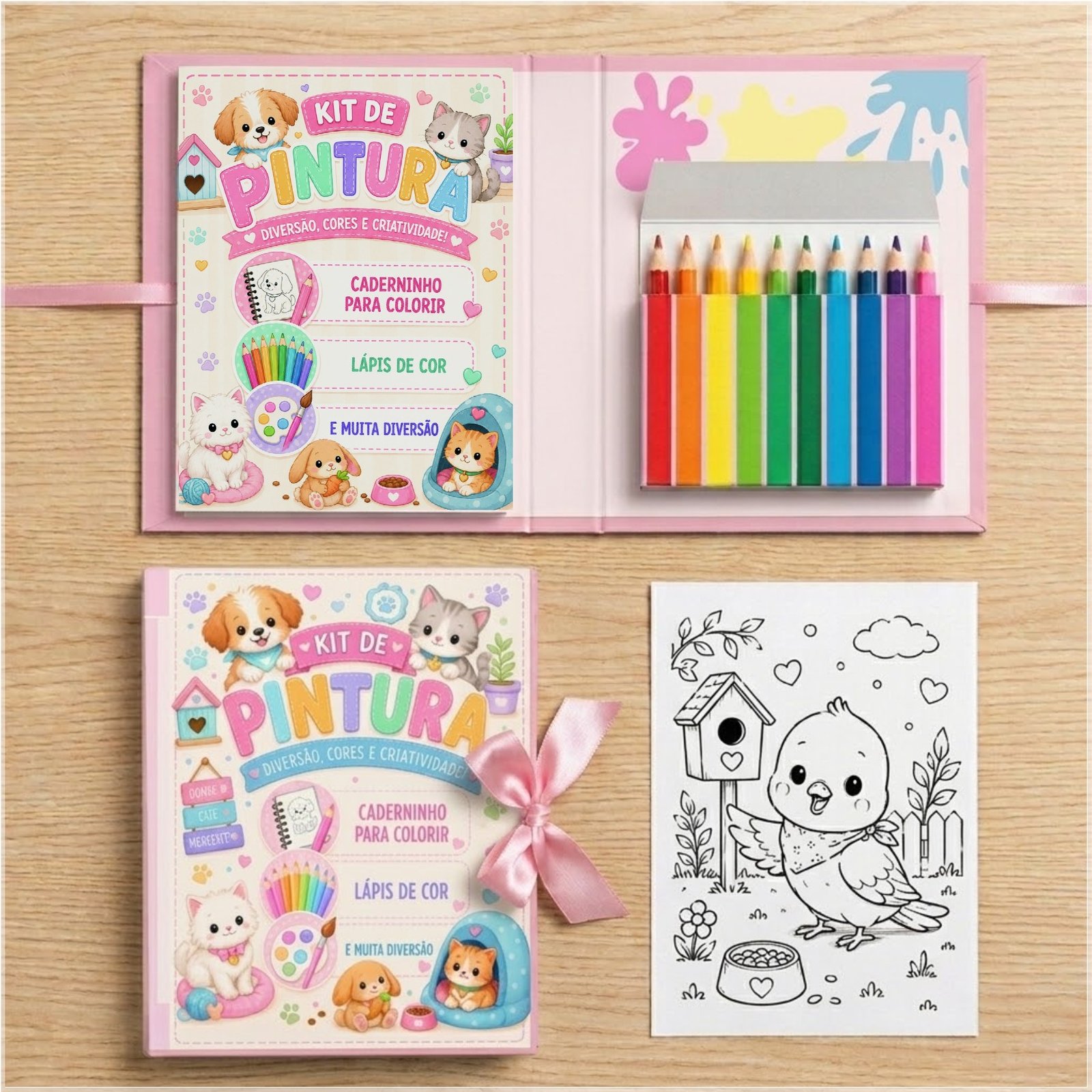 Arquivo de Corte Kit de Colorir Pet Bichinhos de Estimação Cachorrinho Gatinho 8