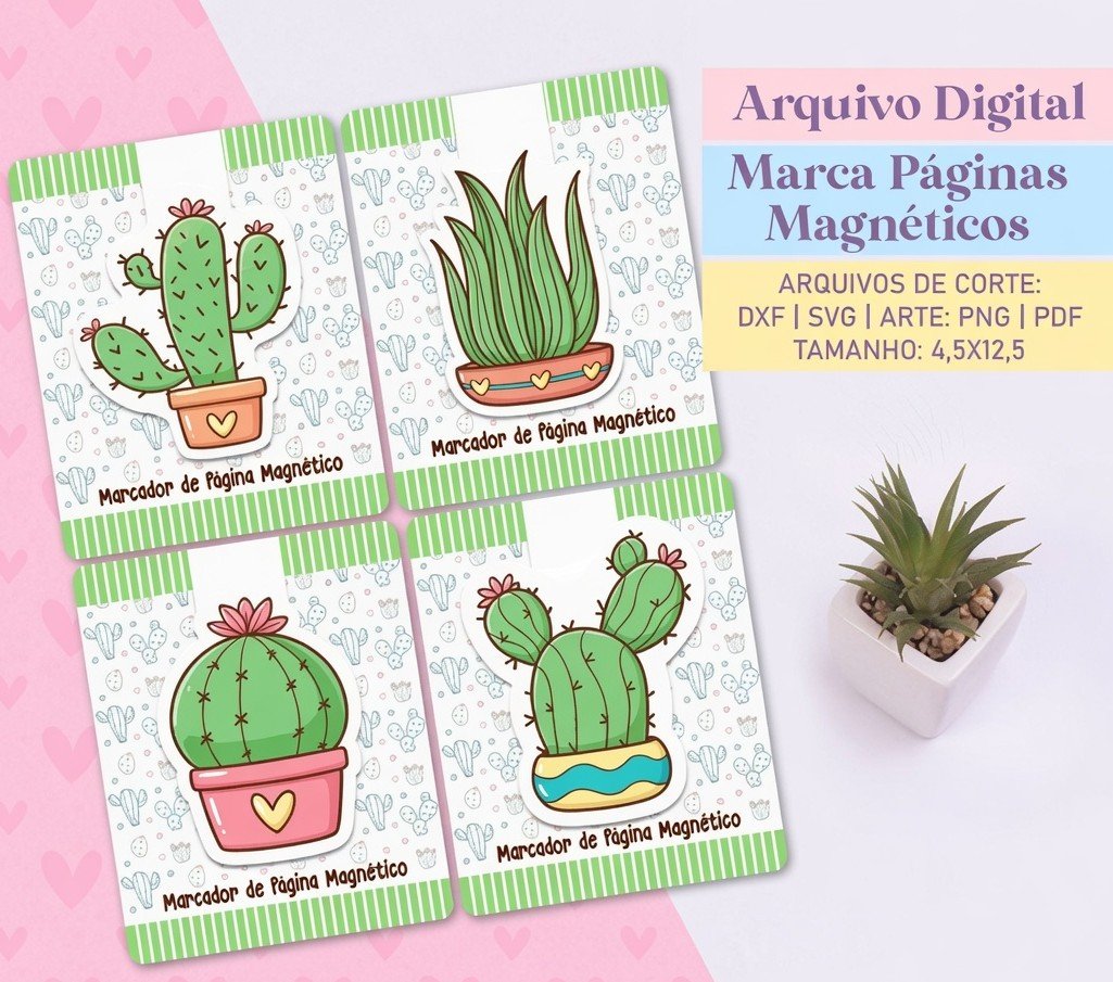 Arquivo de Corte - Marca Pagina Cactos