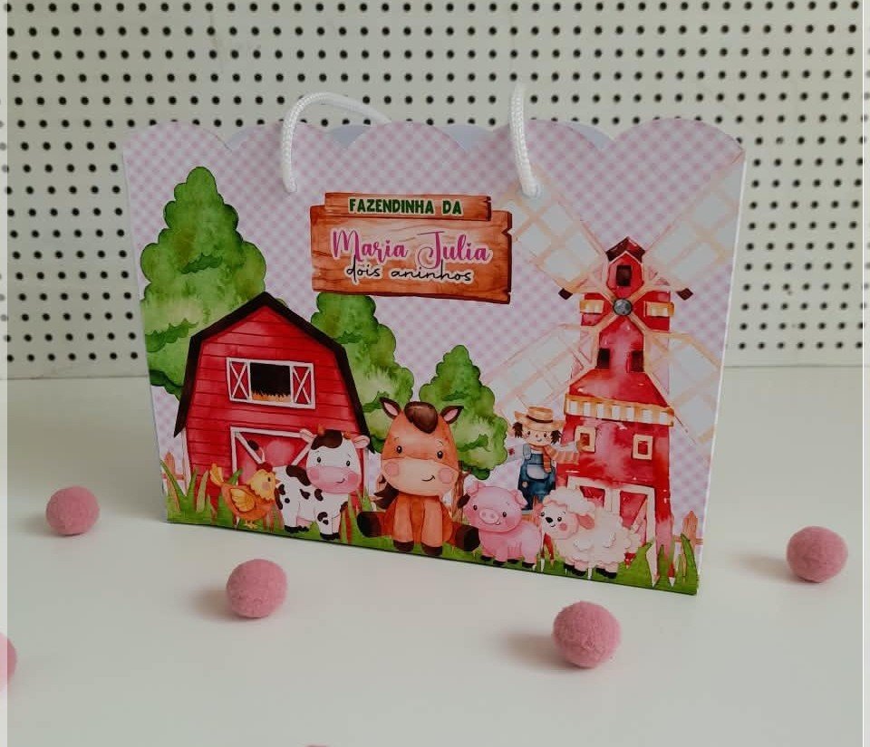 Arquivo de Corte Sacolinha Fazendinha Rosa 4