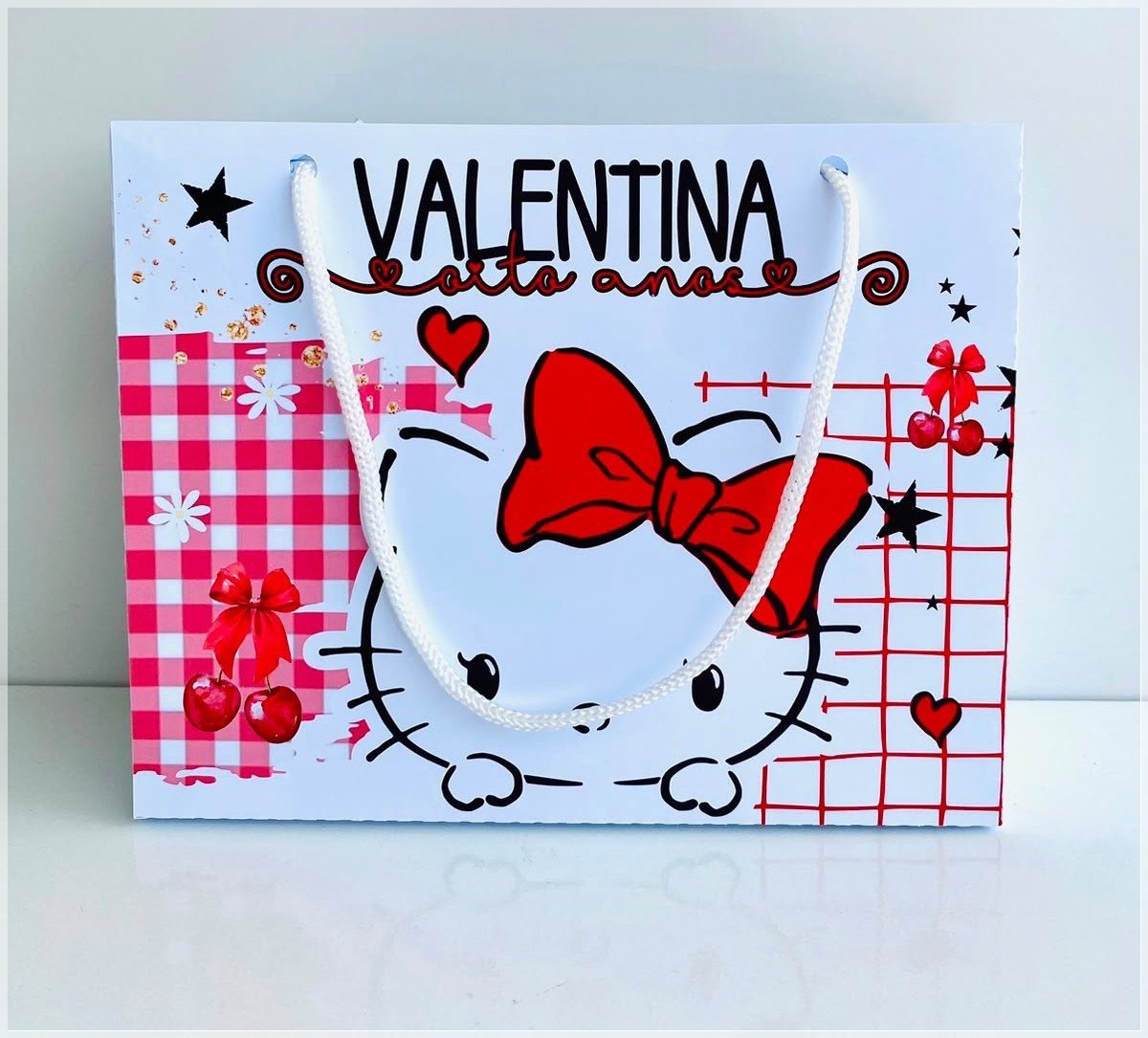 Arquivo de Corte Sacolinha -Hello Kitty Vermelho
