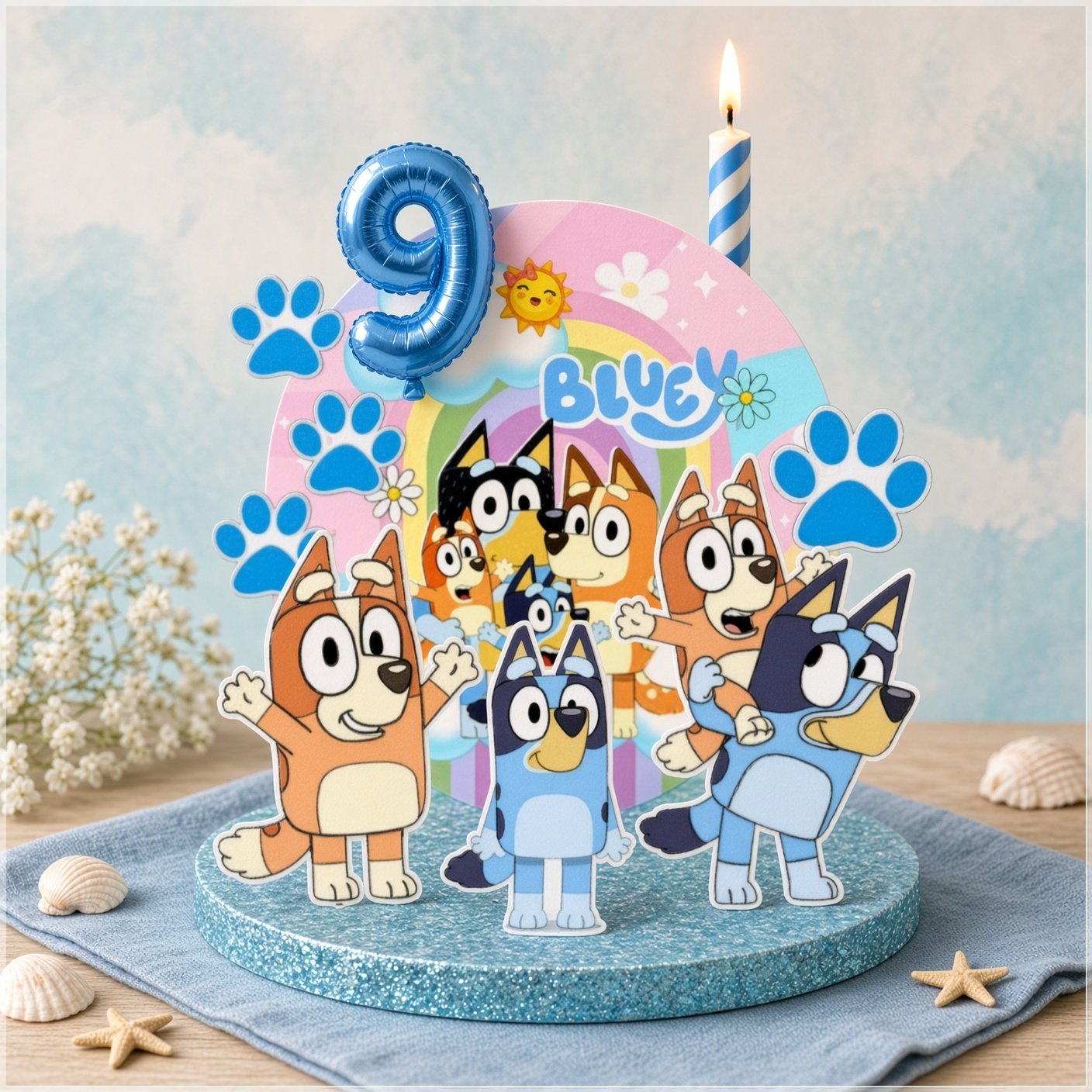 Arquivo de Corte Topo de Bolo Bluey Vela Cenário 5