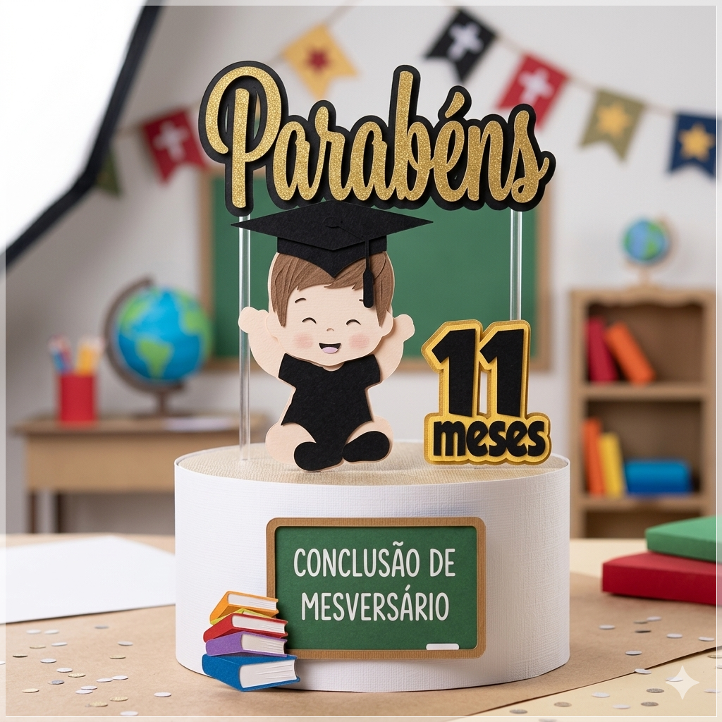 Arquivo de Corte Topo de Bolo Conclusão Formatura Mesversário 9