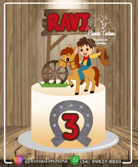 Arquivo de Corte Topo de Bolo Country Baby Cute Cowboy Cowgirl Boiadeira 8