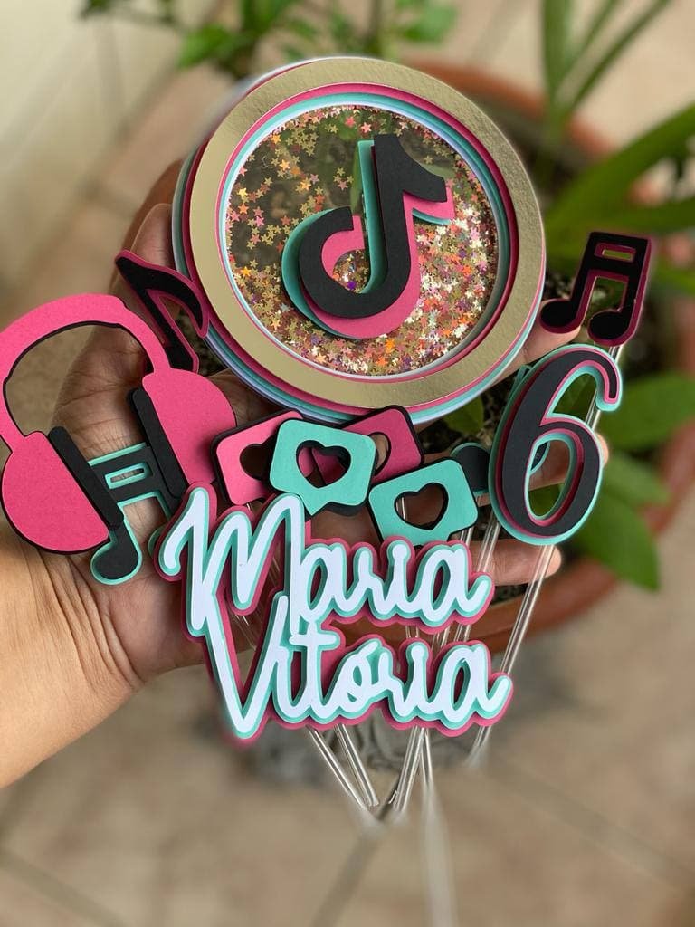 Arquivo de Corte Topo de Bolo TikTok Tik Tok 18