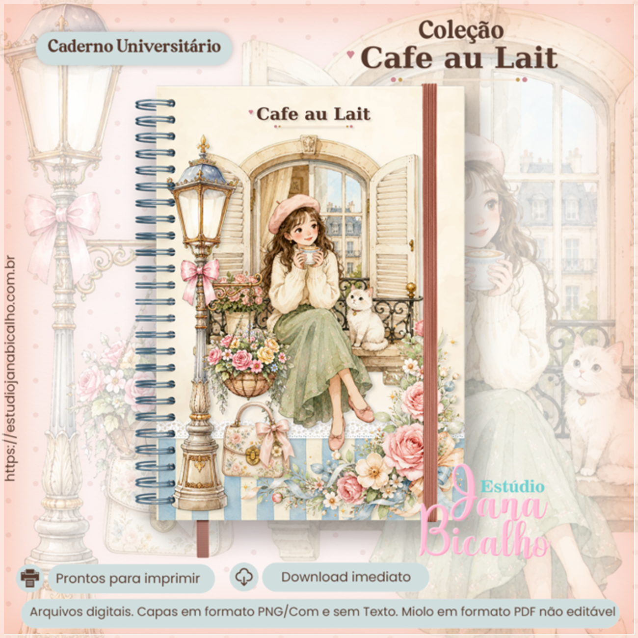 Caderno Universitario Colecão Café au Lait - -