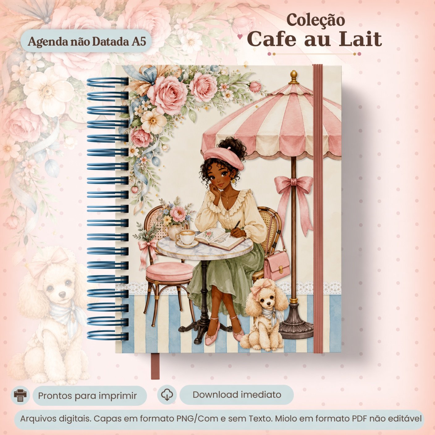 Encadernação - Agenda N Datada A5 Colecão Café au Lait