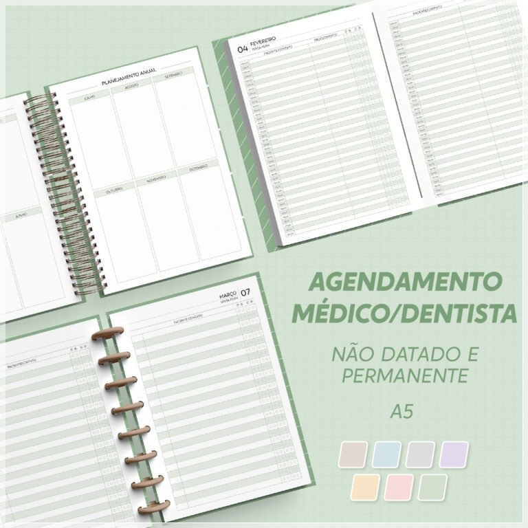 Encadernação - Agendamento Médico Dentista Não Datado e Permanente A5