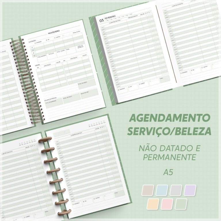 Encadernação - Agendamento Serviços Beleza Não Datado e Permanente A5