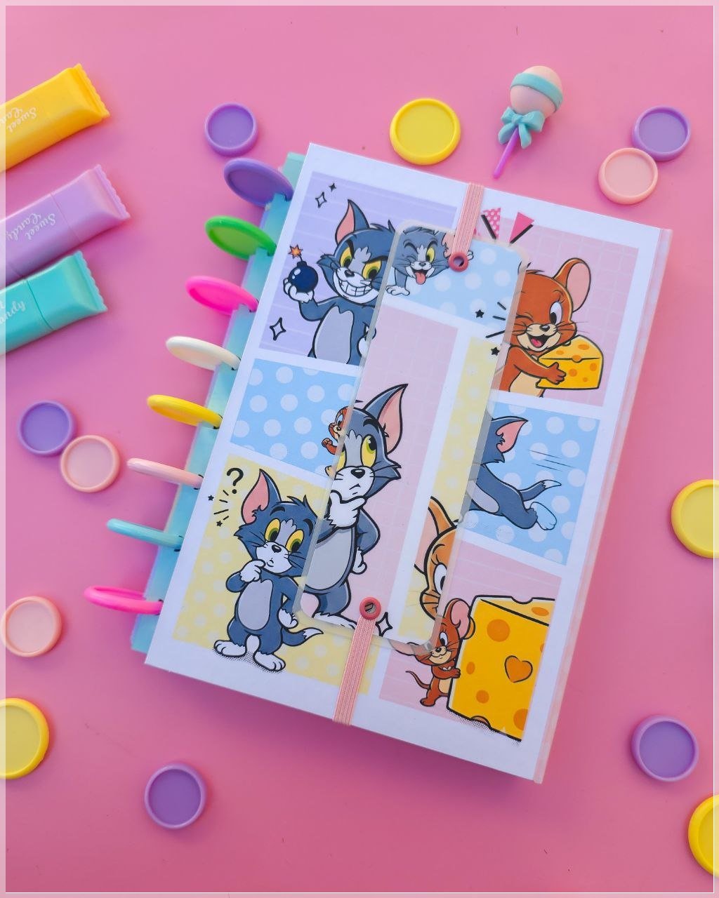 Encadernação - Bloquinho Duplo Embutido A5 Tom e Jerry