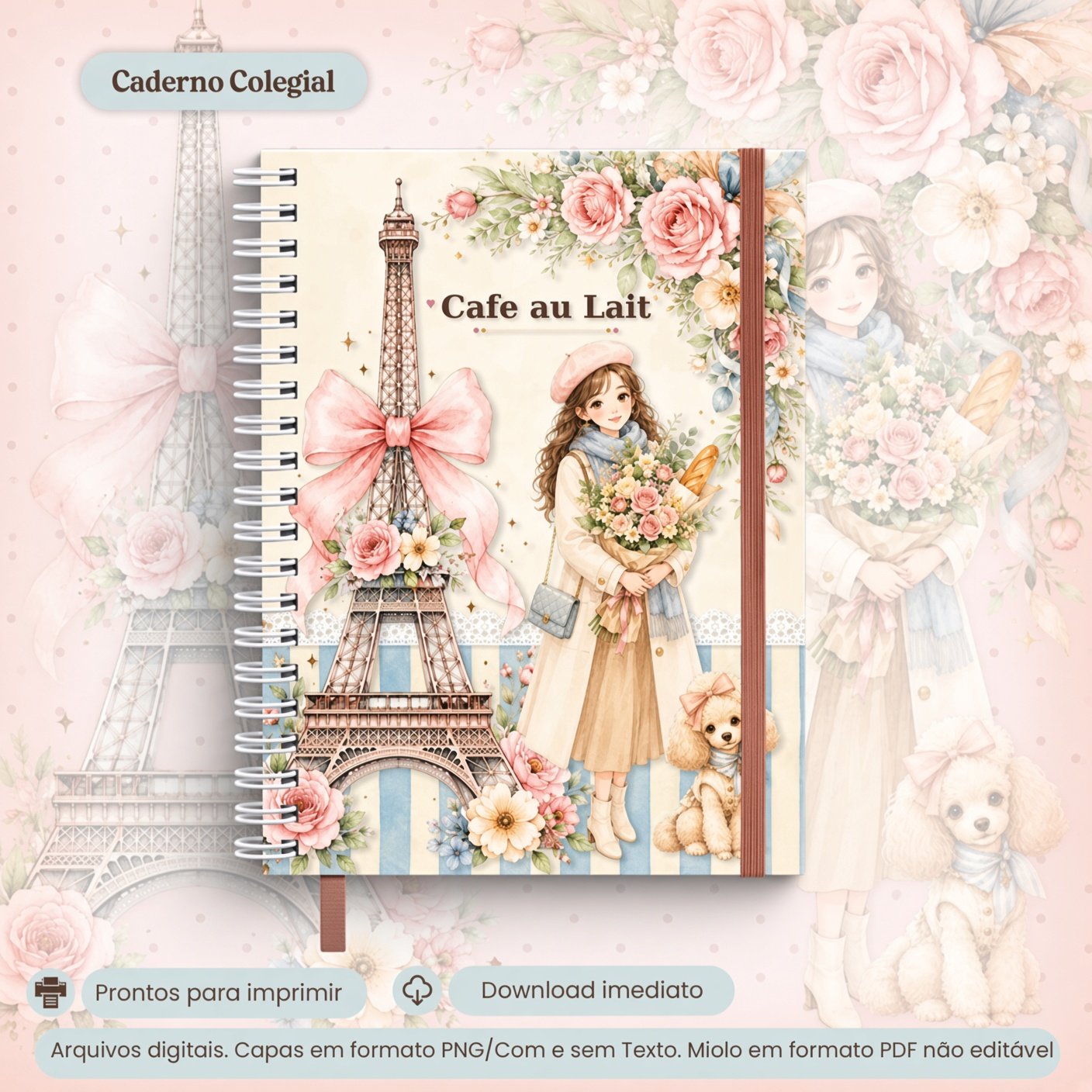 Encadernação - Caderno Colegial Colecão Café au Lait