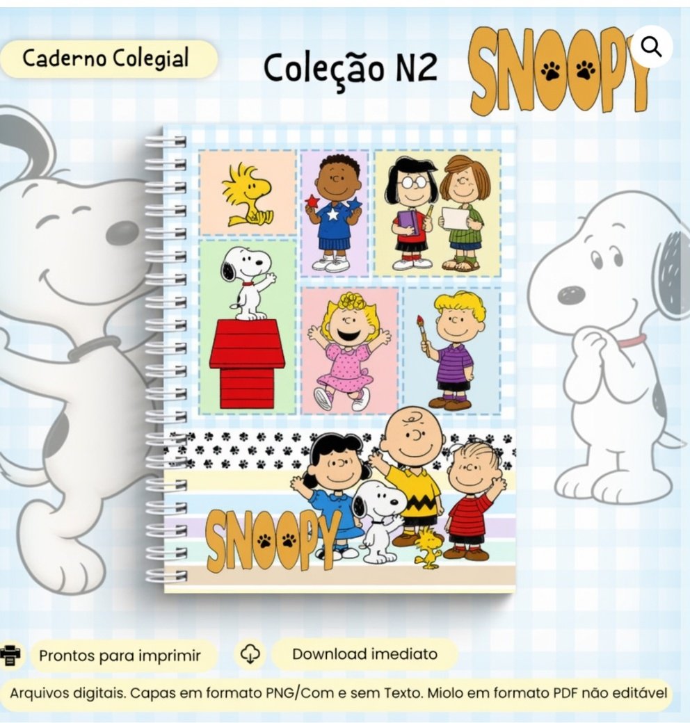 Encadernação - Caderno Colegial Colecão Snoopy N2