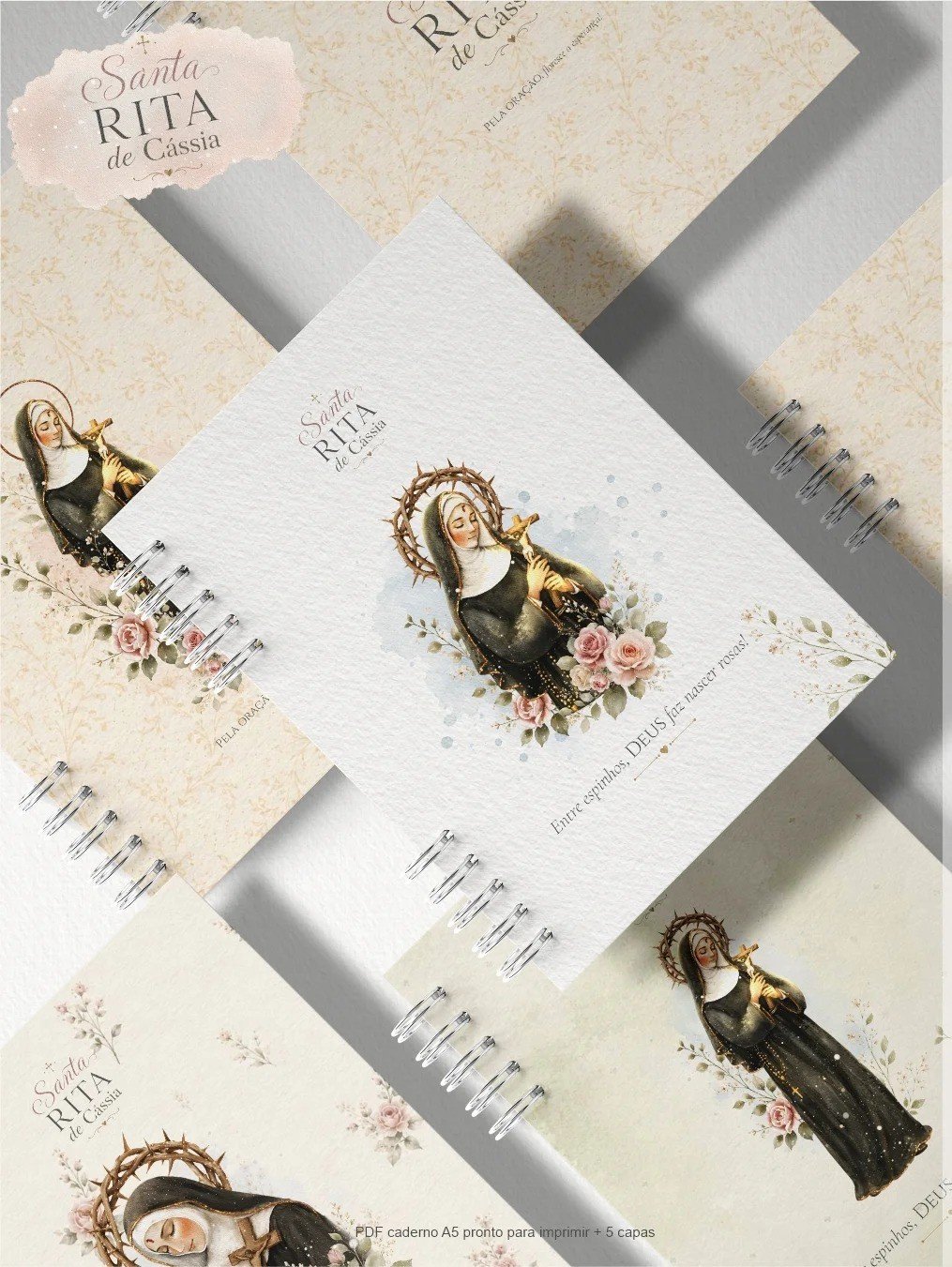 Encadernação - Caderno Santa Rita de Cássia+ 5 Capas