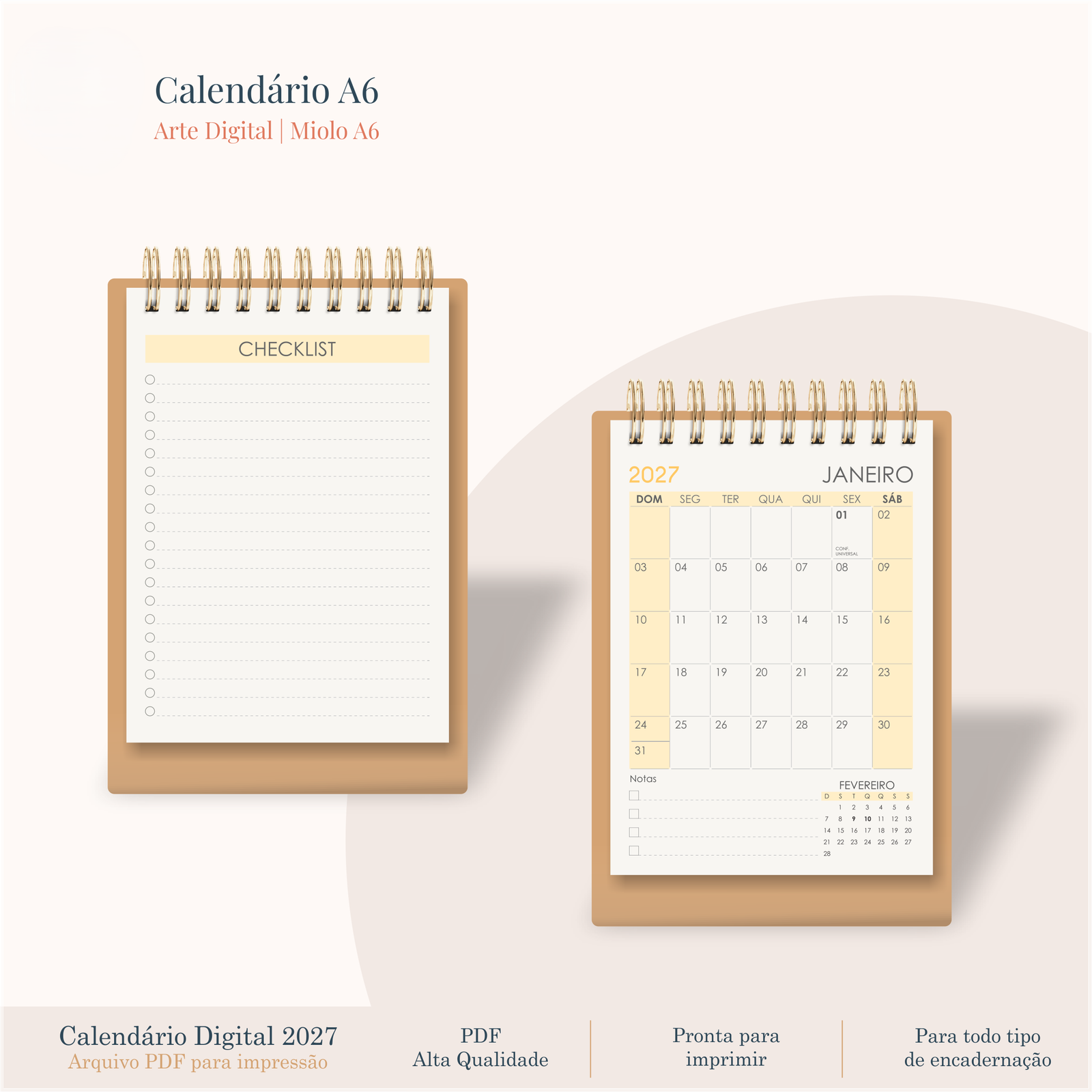Encadernação - Calendários A6 Retrato