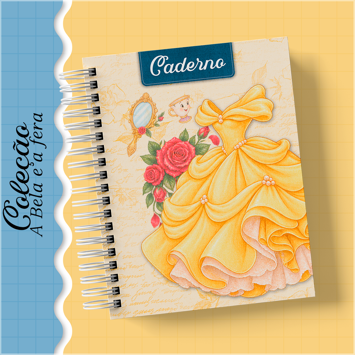 Encadernação - Coleção A Bela e a Fera ( Caderno, Agenda , Botton, Bloco A6, Calendário, Divisória)