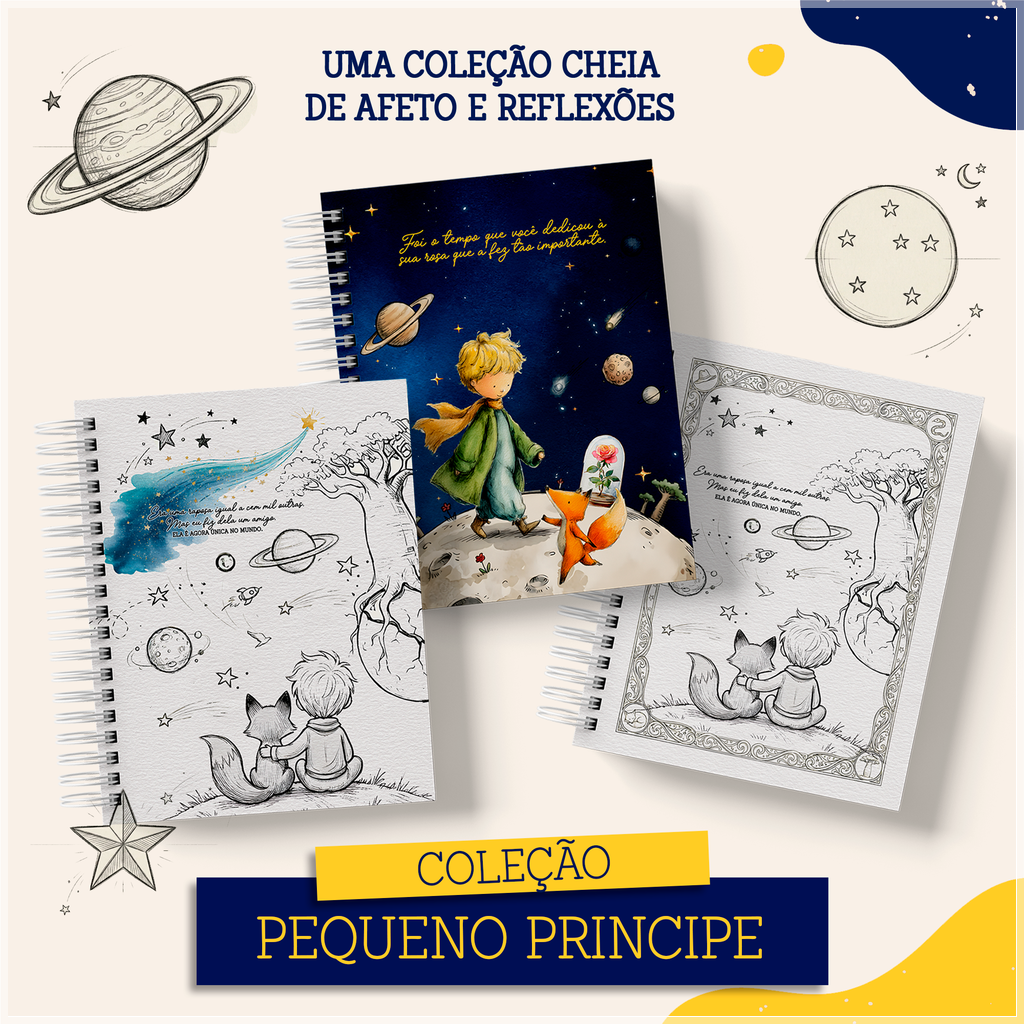 Encadernação - Coleção Pequeno Príncipe Agenda , Botton , Bloco , Caderno , Planner e Mini Calendário