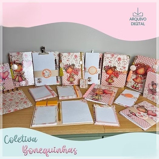 Encadernação - Coletiva Bonequinhas (Brochurinhas , Caderno , Miolo Slim , Papeis de Carta e Planner)