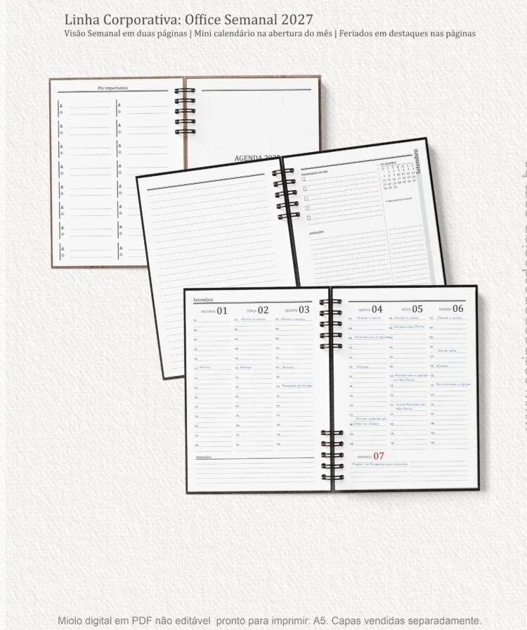 Encadernação - Miolo Agenda Office Semanal 27