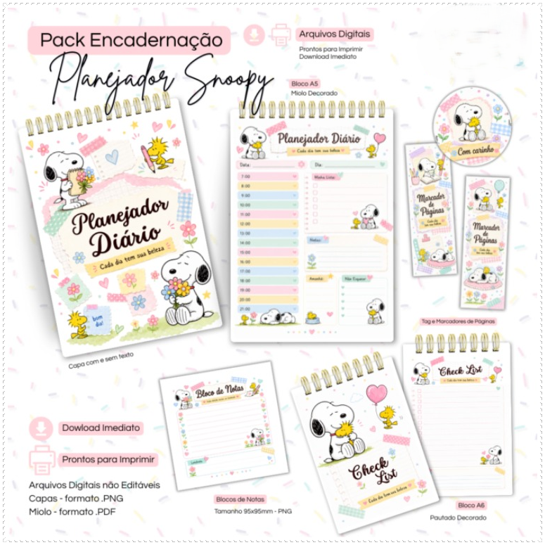 Encadernação - Pack Planejador Snoopy
