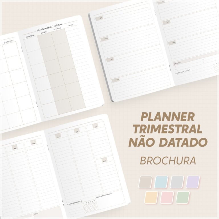 Encadernação - Planner Modular Trimestral Não Datado A5 Brochura