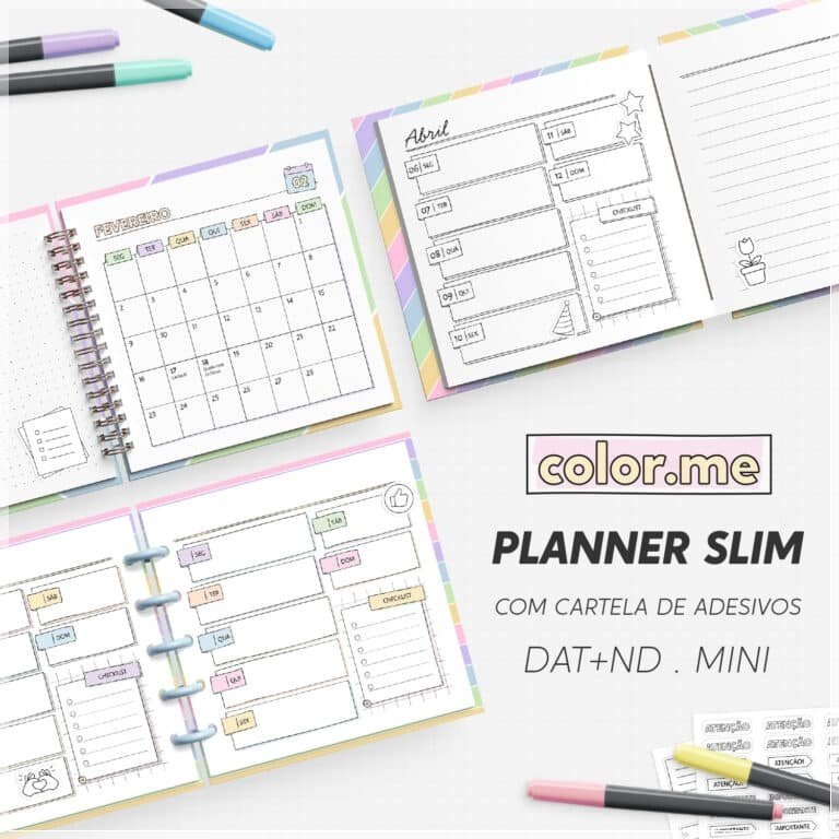 Encadernação - Planner Slim 27 Color.me Mini