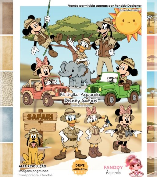 Kit Digital Disney Safari Aquarela 116