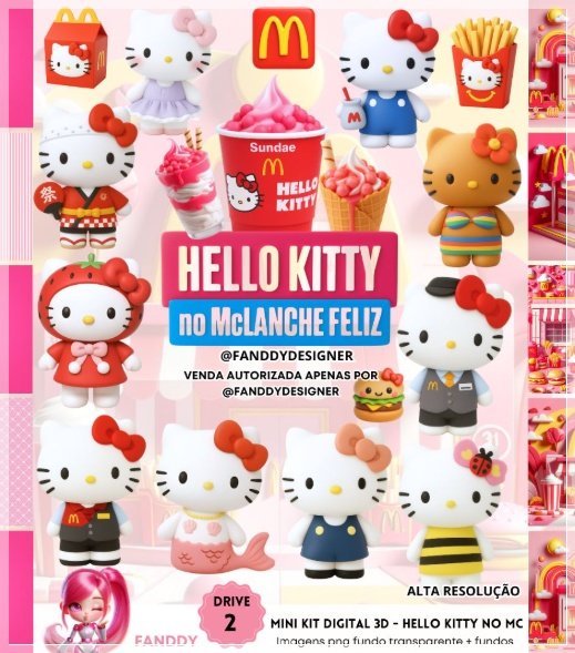 Kit Digital Hello Kitty No Mc Lanche Feliz 165